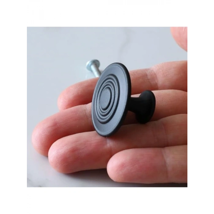 Mat Siyah Daire Kulp - Mobilya ve Dolaplar İçin