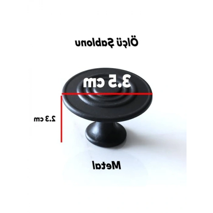 Mat Siyah Daire Kulp - Mobilya ve Dolaplar İçin