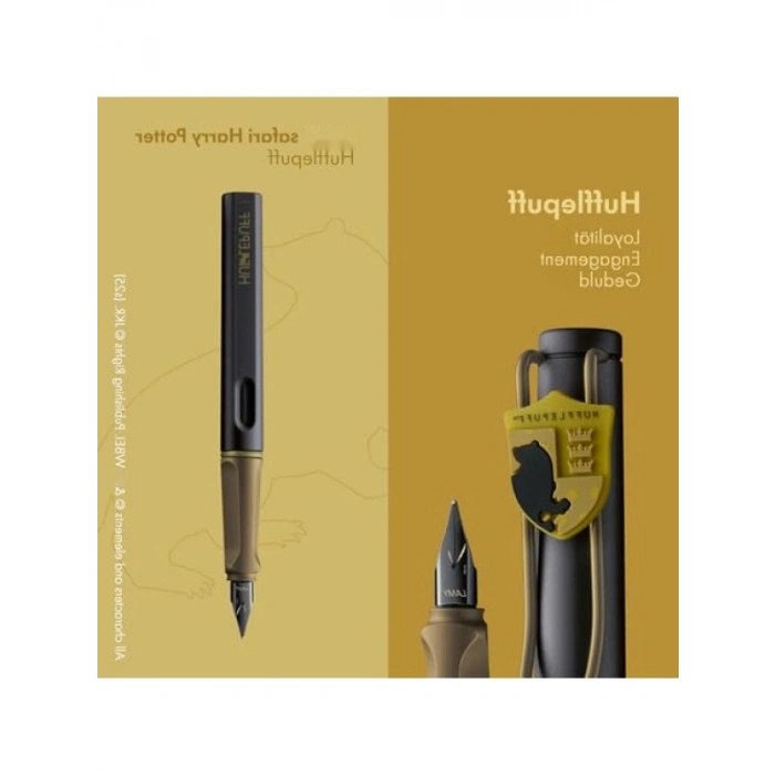 Mat Siyah Gövdeli Ergonomik Dolma Kalem - Hufflepuff Temalı