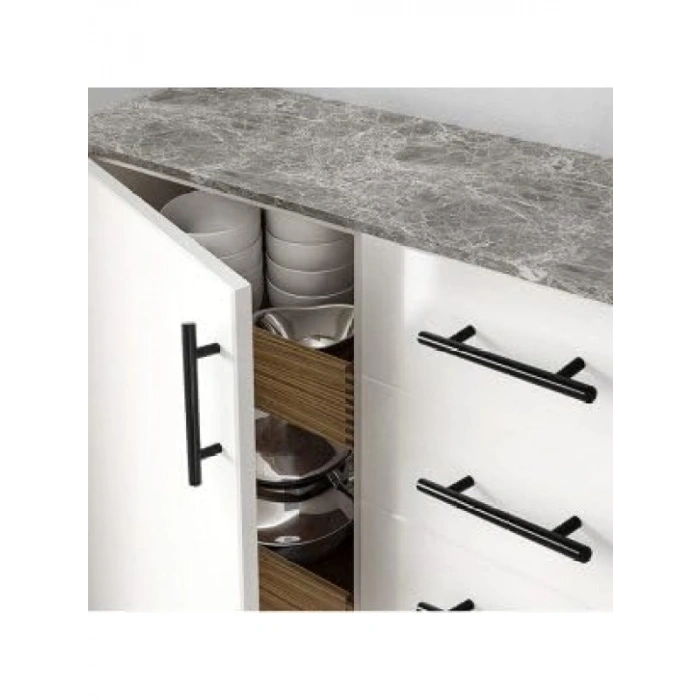 Mat Siyah Paslanmaz Metal Dolap Kulpu | 128 mm