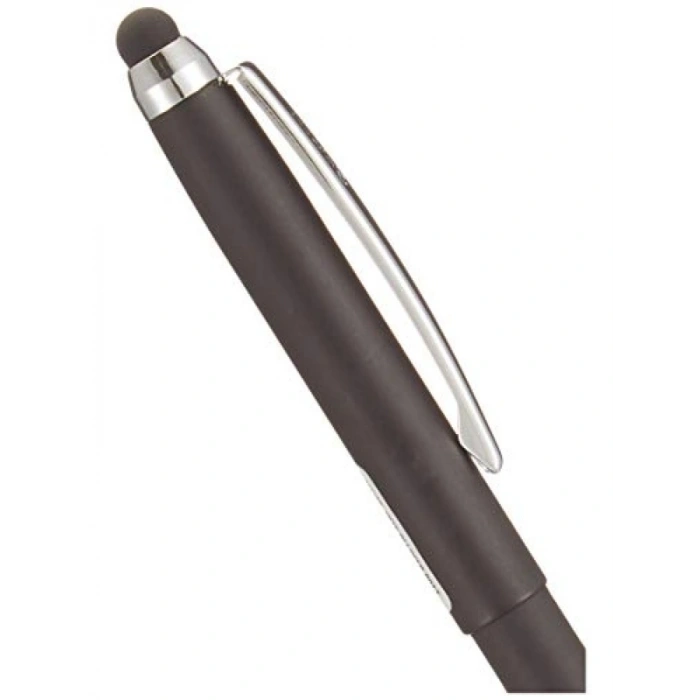 Mat Siyah Tükenmez Kalem, Stylus Uç, Krom Kaplama Klips