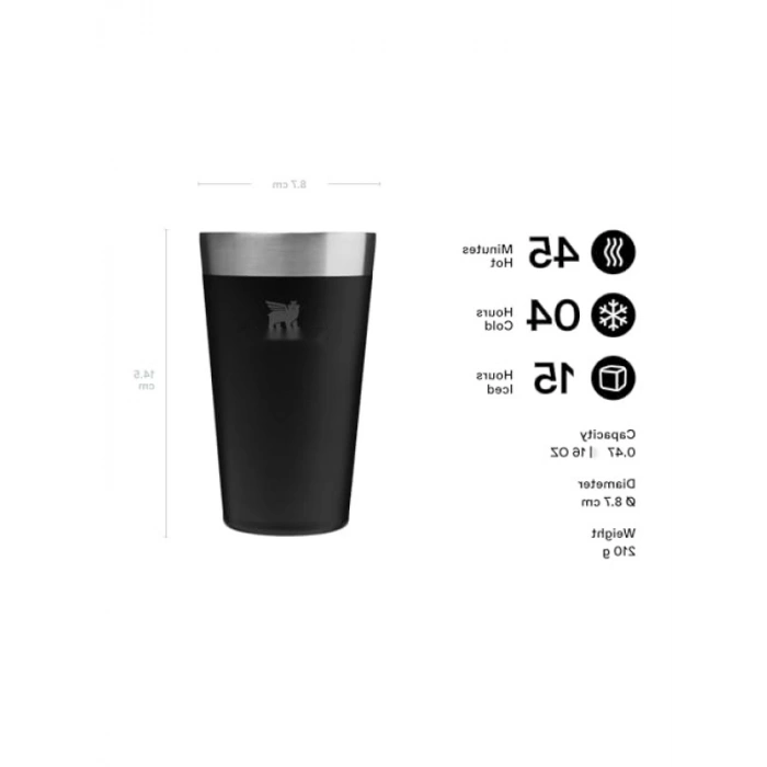 Mat Siyah Vakumlu Soğuk İçecek Bardağı - 0.47 Litre