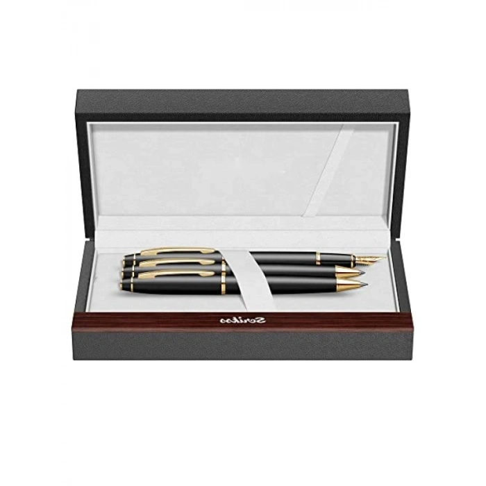 Mat Siyah ve Altın Detaylı Kalem Takımı