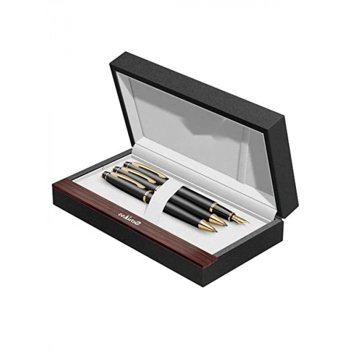 Mat Siyah ve Altın Detaylı Kalem Takımı