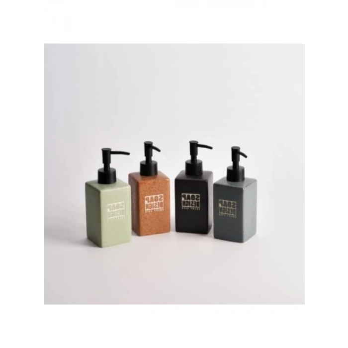 Mat Taş Dokulu 500ml Seramik Sıvı Sabunluk, Siyah Pompa