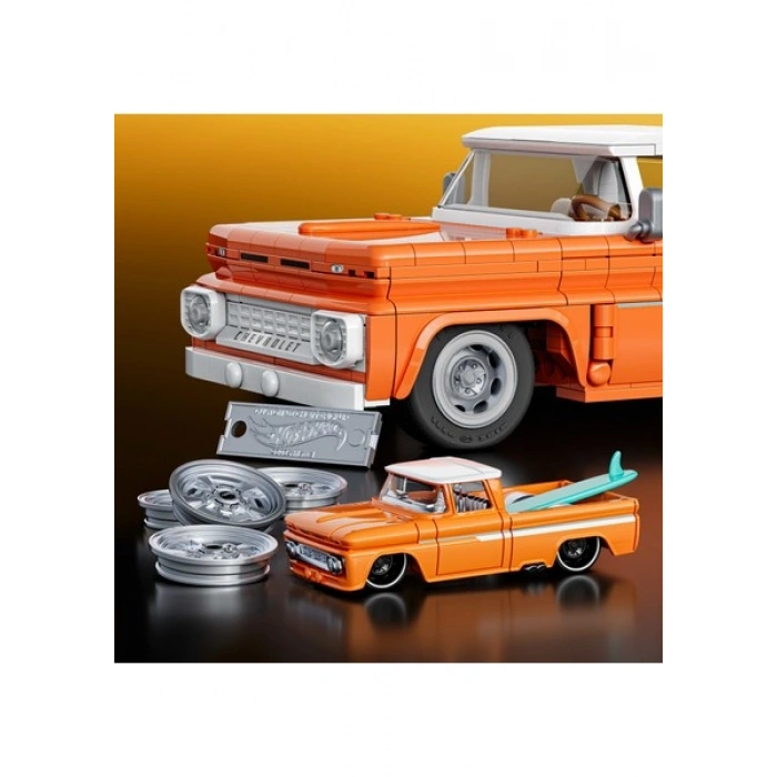 Mattel Brick Shop™ Hot Wheels® Elite Serisi - Custom 62 Chevy Pickup Yapı Oyuncağı Seti (858 Parça), Koleksiyoncular Için JFT20