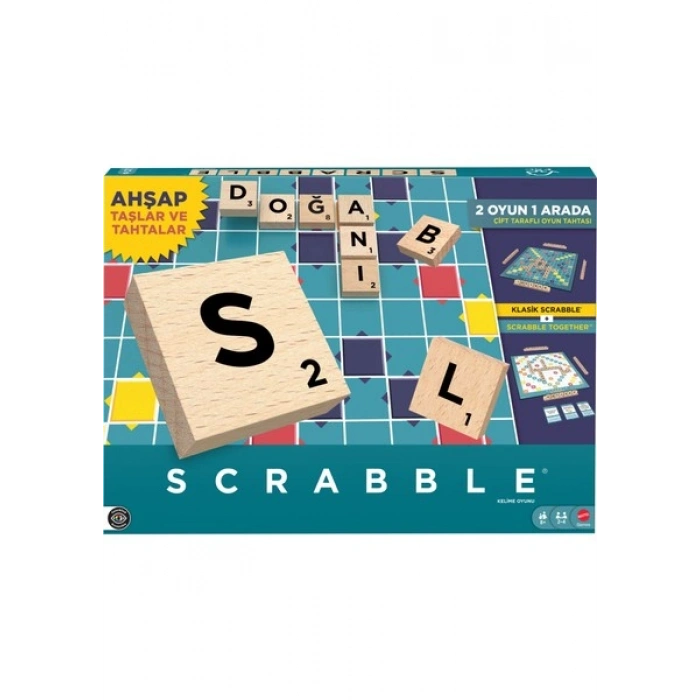 Mattel Scrabble Orijinal Ahşap Ikisi Bir Arada Türkçe JLJ64