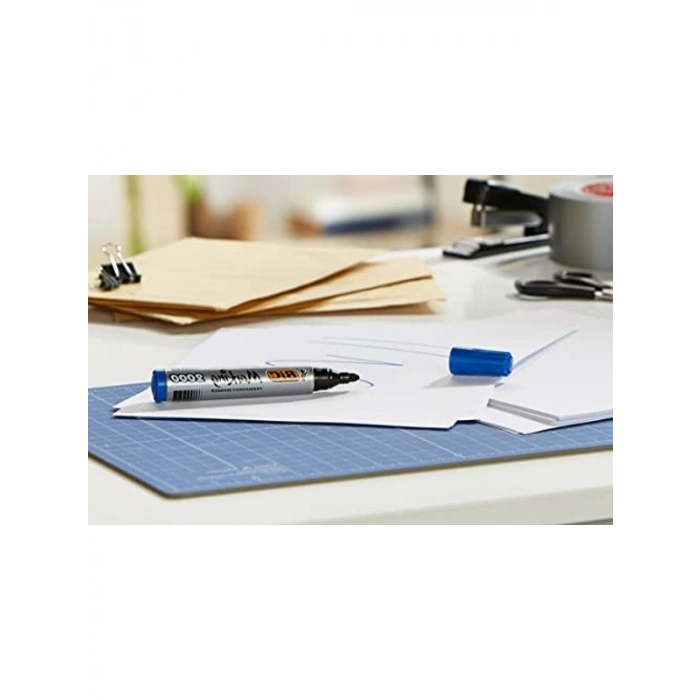 Mavi 12li Kutu Yuvarlak Uçlu Permanent Markör, Hızlı Kuruyan