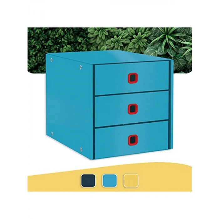 Mavi 3 Çekmeceli Evrak Rafı