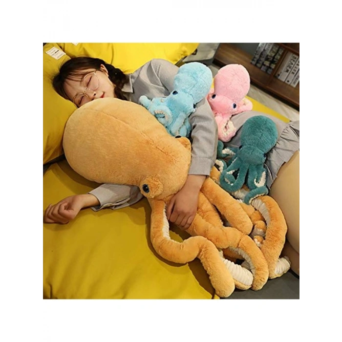 Mavi 45 cm Yumuşak Peluş Ahtapot, Gerçekçi Tasarımıyla Çocuklar İçin Hediye