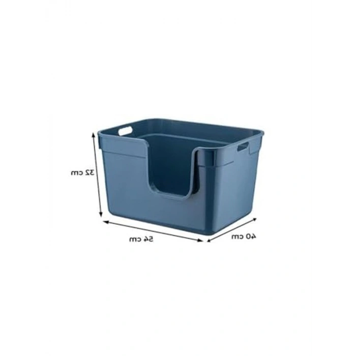Mavi 54x40x32 Yarı Açık Kedi Tuvaleti, Konforlu ve Pratik