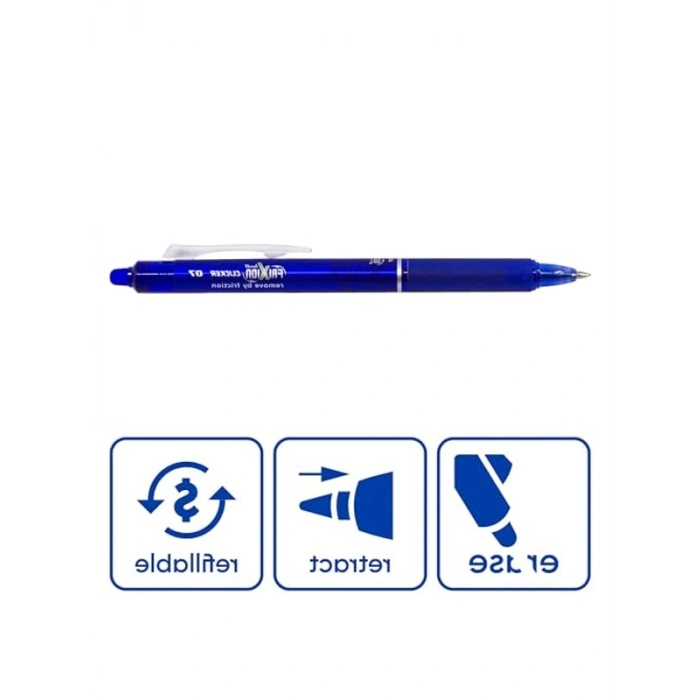 Mavi Frixion Clicker Kalem, Hassas Yazım için