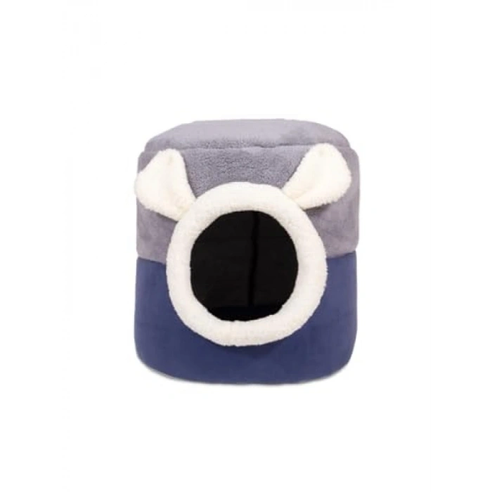 Mavi-Gri Kutu Kedi Yatağı, Yıkanabilir, 40 x 40 cm