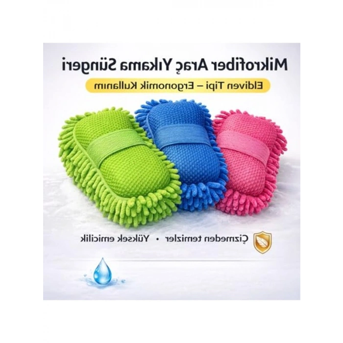 Mavi Mikrofiber Araç Yıkama Süngeri, Eldiven Tipi, Yüksek Emici