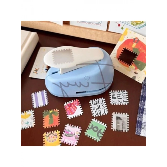 Mavi Pul Şekilli Delgeç, Scrapbooking için Kağıt Kesici, Tasarım Malzemesi