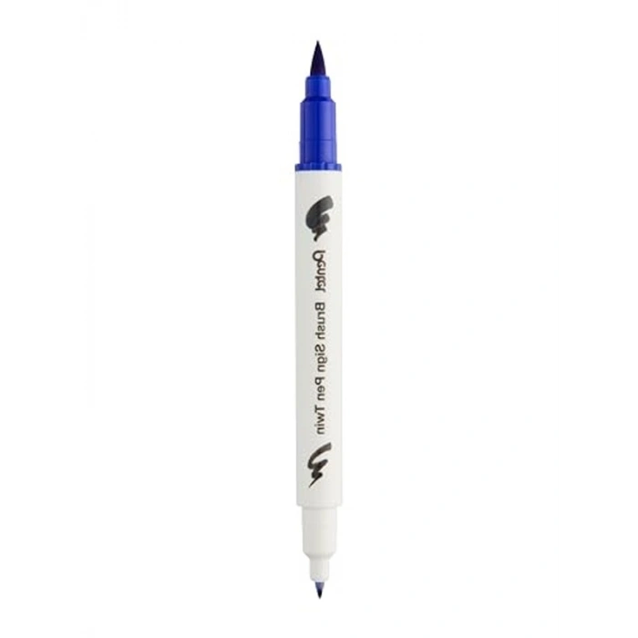 Mavi Renkli Çift Taraflı Fırça Uçlu Kalem, Brush Sing Pen Twin