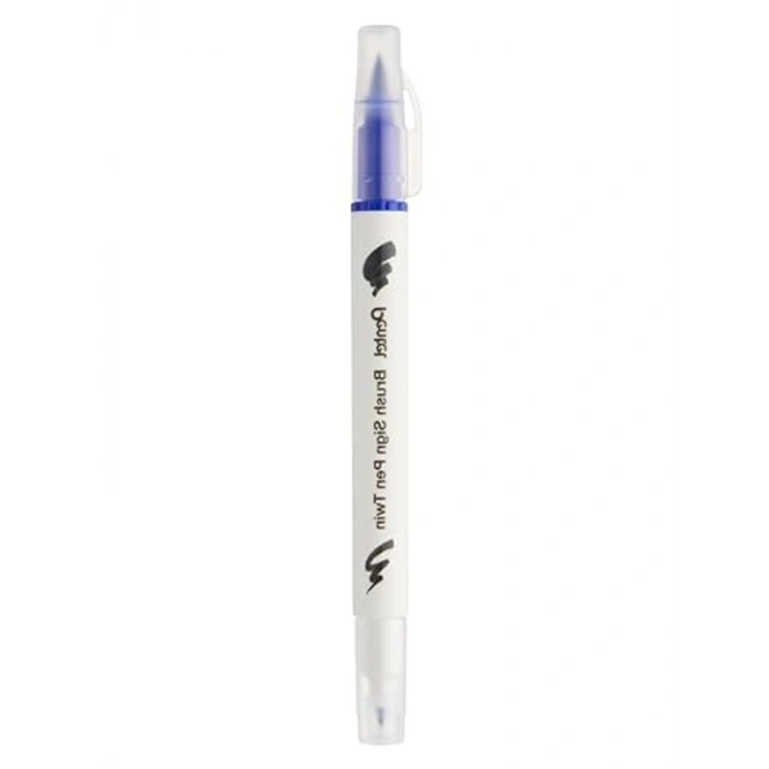 Mavi Renkli Çift Taraflı Fırça Uçlu Kalem, Brush Sing Pen Twin