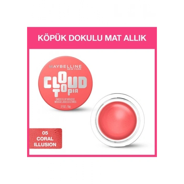 Maybelline New York Cloudtopia Köpük Dokulu Mat Allık 05 Coral Illusion