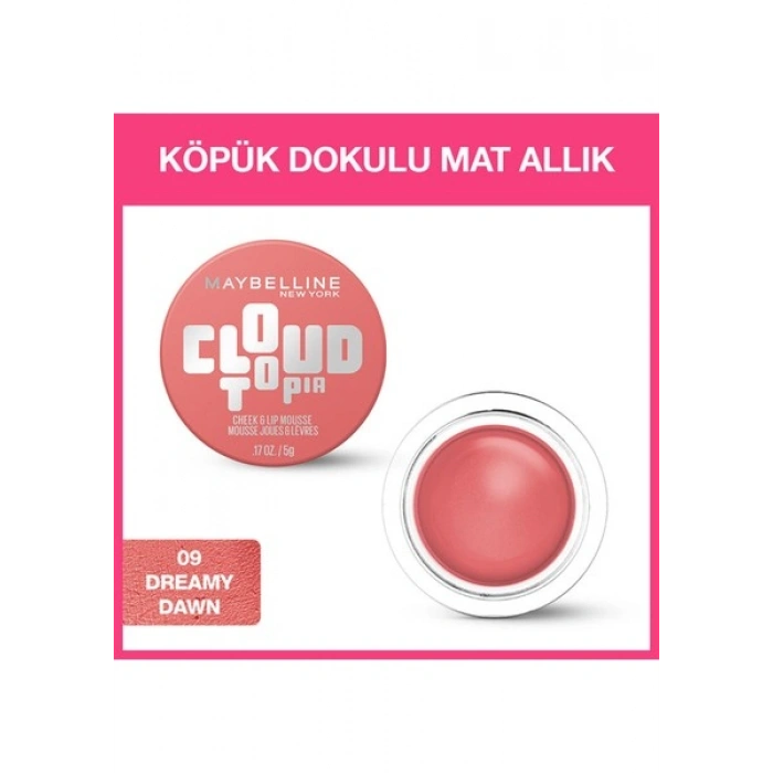 Maybelline New York Cloudtopia Köpük Dokulu Mat Allık 09 Dreamy Dawn