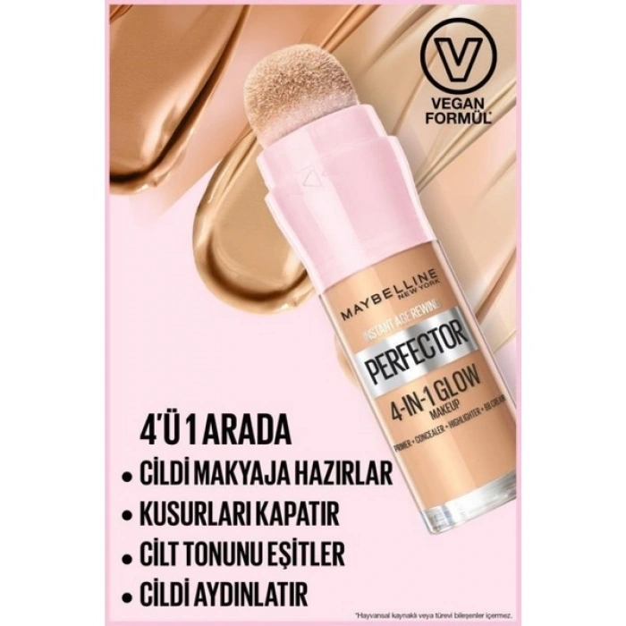 Maybelline New York Instant Perfector Glow 4 Etki 1 Arada Fondöten- 1.5 Light Medium 20 Ml