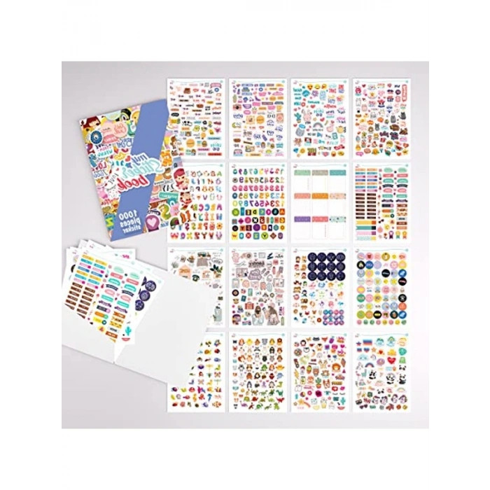 Mega Sticker Seti, Scrapbook ve Günlük Dekorasyon için 1600 Adet