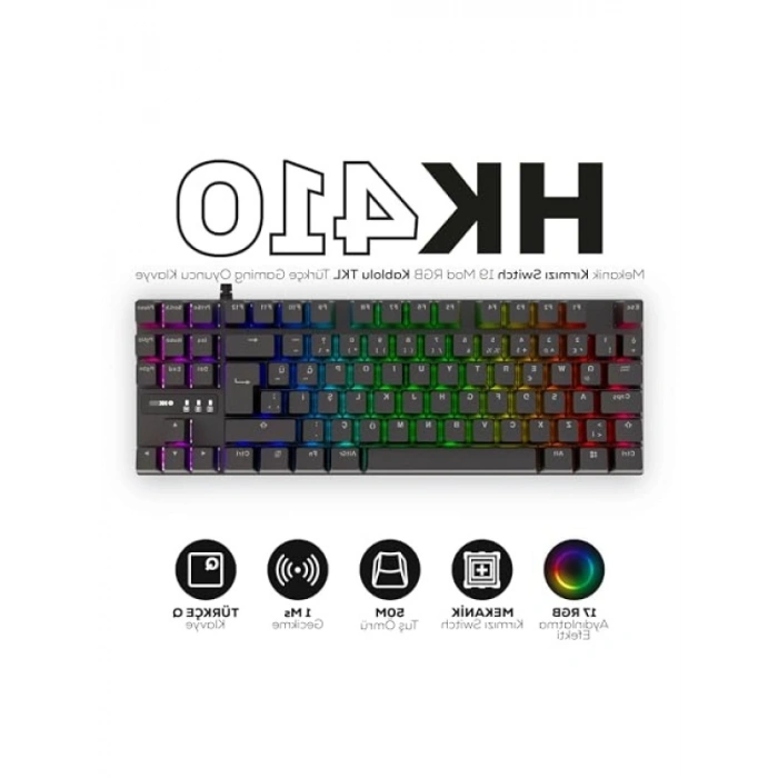 Mekanik Switch 19 Mod RGB Kablolu TKL Oyun Klavyesi (Kırmızı Switch)
