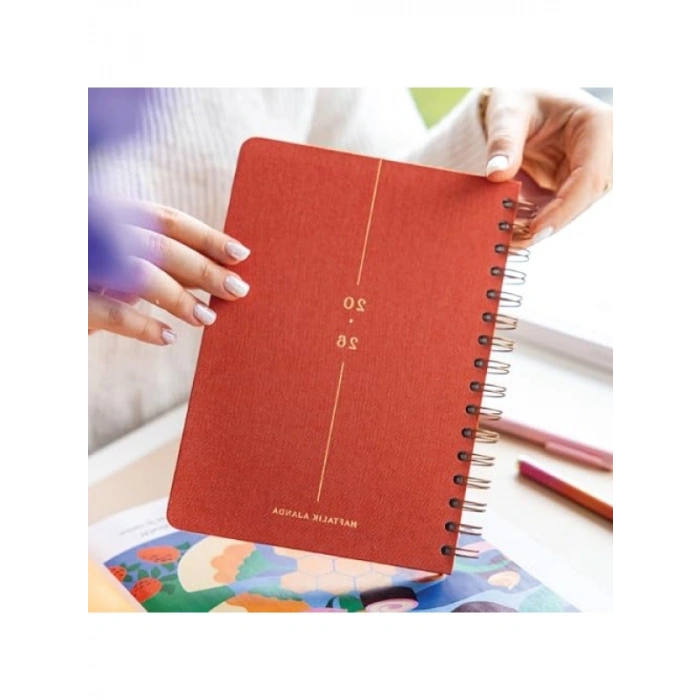 Mercan Renkli A5 Spiralli Haftalık Ajanda