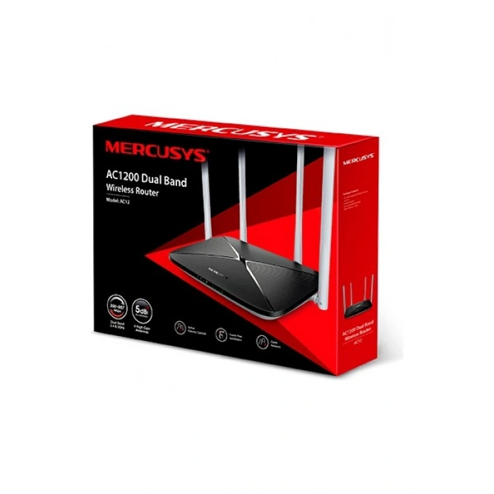 Mercusys AC12 | AC1200 Mbps Dual-Band Wi-Fi 5 Router | MU-MIMO | Beamforming | All-in-One Modları: Router | Access Point | Range Extender | WPA3 | Kolay Kurulum | Mobil Uygulama