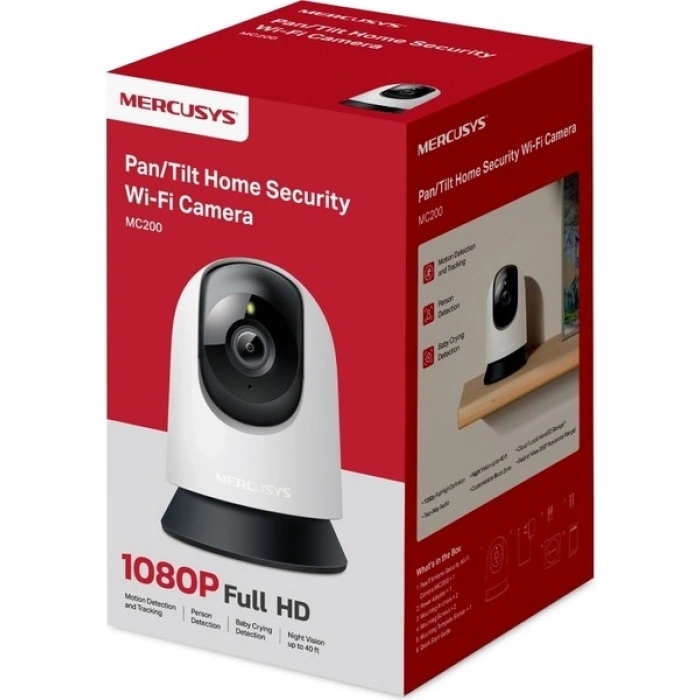 Mercusys MC200 | 1080P Güvenlik Wi-Fi Kamerası | 360° Görüş | Gece Görüşü | Akıllı Hareket & Kişi Algılama | Çift Yönlü Ses | Microsd & Bulut Depolama