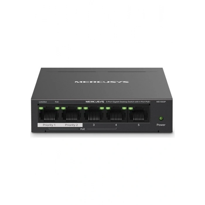 Mercusys MS105GP, 5-Port Gigabit Desktop Switch With 4-Port Poe+