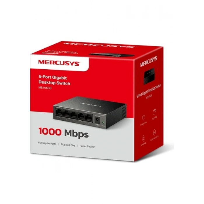 Mercusys MS105GS, 5-Port 10/100/1,000 Mbps Masaüstü Switch