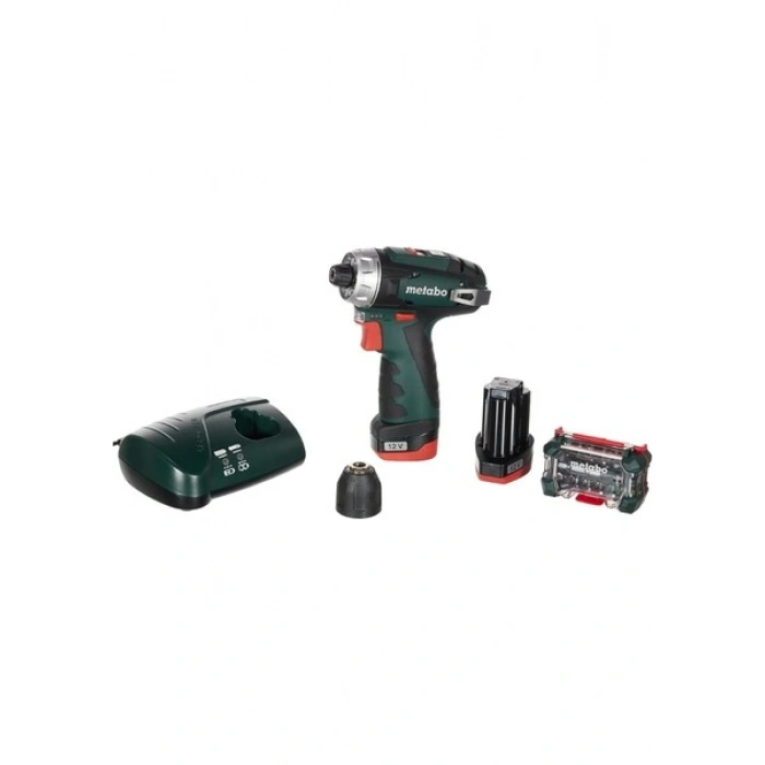 Metabo PowerMaxx BS + BITBOX 12 Volt Akülü Matkap-Tornavida + Bits Uç Seti - 600079510 (2x 2.0 Ah Lityum-Ion Akü ve Şarj Cihazı dahil)