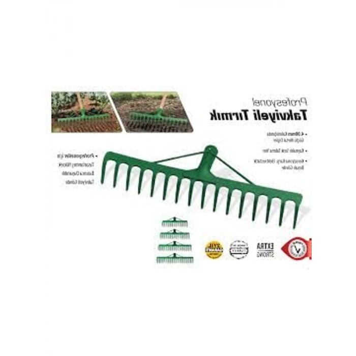 Metal Bahçe Tırmığı, 12 Dişli, Çim ve Toprak Temizliği İçin
