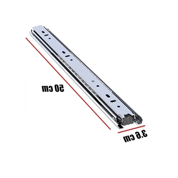 Metal Bilyalı Dolap Çekmece Rayı 3.6 cm En, 50 cm Uzunluk