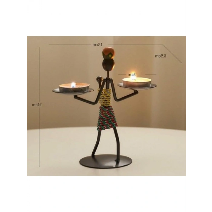 Metal Ferforje Figürlü Tealight Mumluk | Ev Dekoru