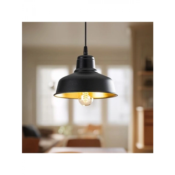 Metal Gövdeli Siyah Tekli Sarkıt Aydınlatma