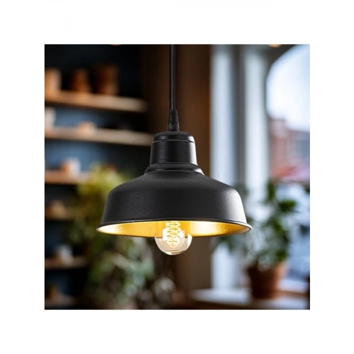 Metal Gövdeli Siyah Tekli Sarkıt Aydınlatma