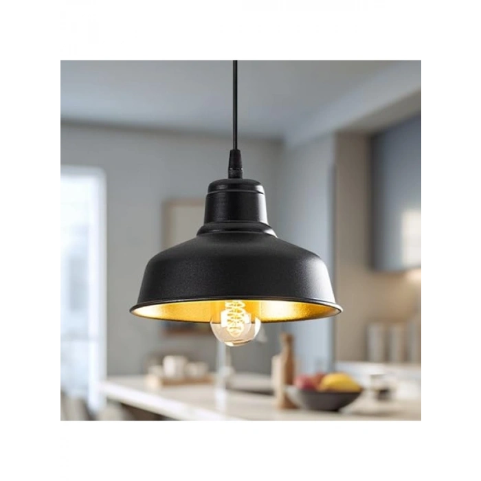 Metal Gövdeli Siyah Tekli Sarkıt Aydınlatma