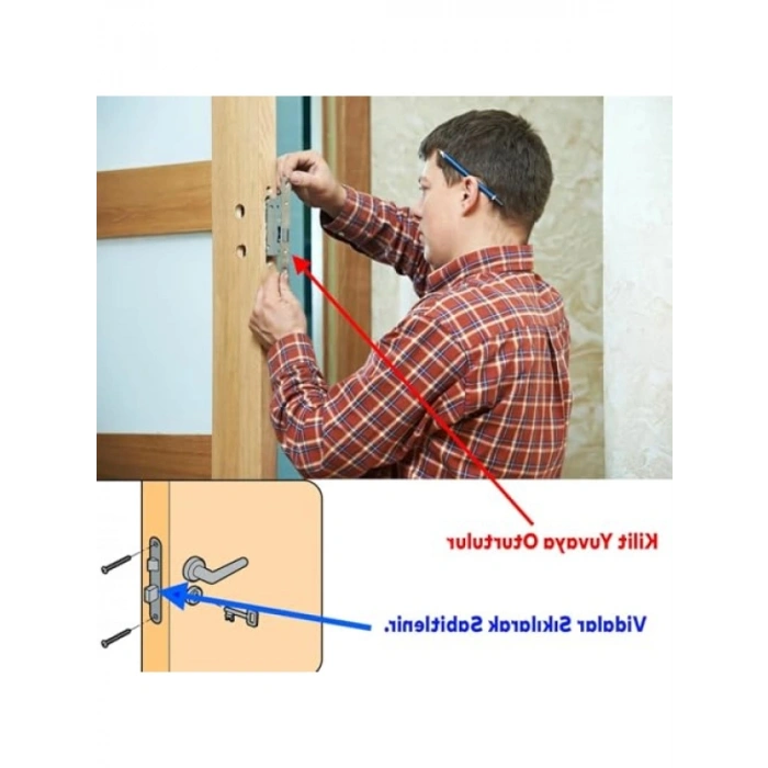Metal İç Kapı Gömme Kilidi - 18 x 45 mm