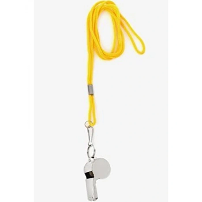 Metal Ipli Hakem Düdüğü - Sarı Renk, Tekli 1410 Model