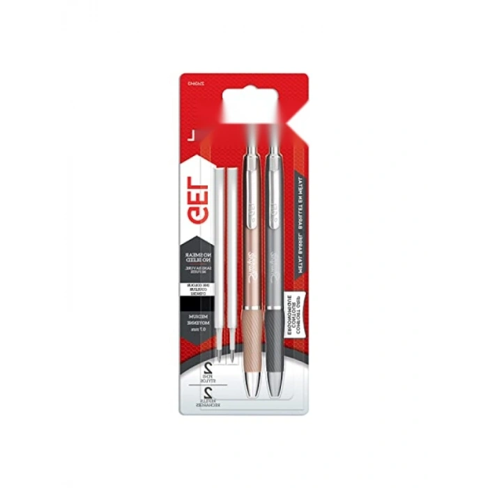 Metal Jel Kalem - 0,7 mm Uç - Gri & Bronz - 2li Paket