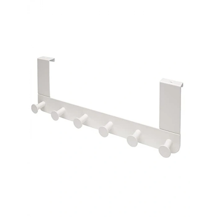 Metal Kapı Askısı - 6 Kancalı, Beyaz