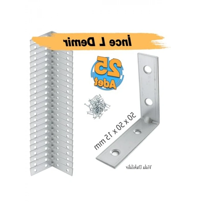 Metal Köşebent, 50x50x15 mm, 25 ADET, Mobilya Sabitleme Aparatı