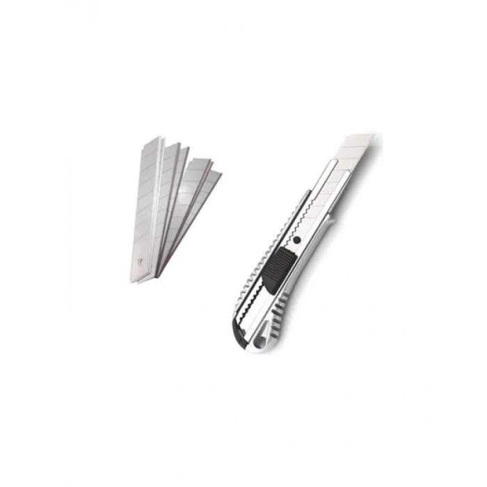 Metal Maket Bıçağı Seti - Ergonomik Tasarım, 10 Yedek Bıçak