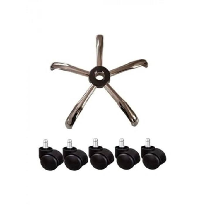 Metal Ofis Koltuğu Ayağı ve 5 Adet Tekerlek Seti