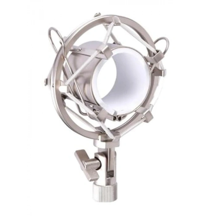 Metal Shock Mount ile Gri Stüdyo Mikrofon - Profesyonel Kullanım için