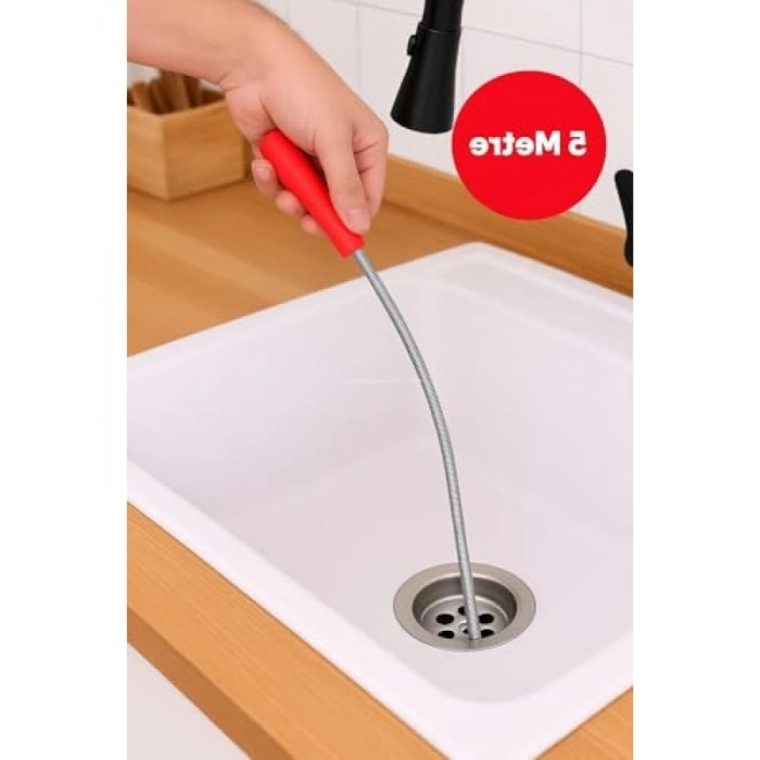 Metal Spiral Lavabo Açma Teli, 6 mm Kalınlık, 5 M