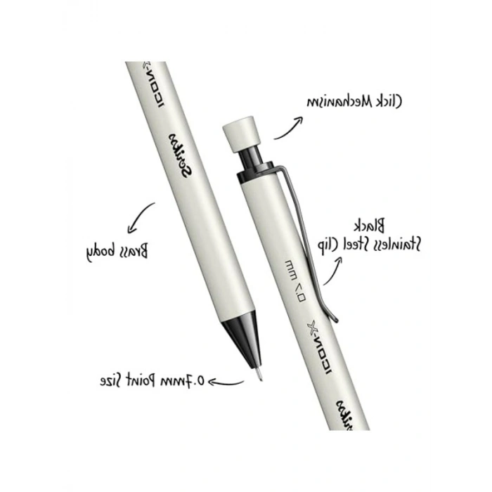 Metal Versatil Kalem, 0.7 mm Uç ile Beyaz Renk