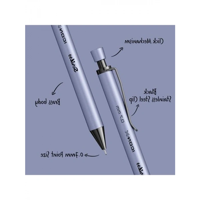 Metal Versatil Kalem, 0.7 mm Uç, Lila Renk, Kaliteli Yazım Deneyimi