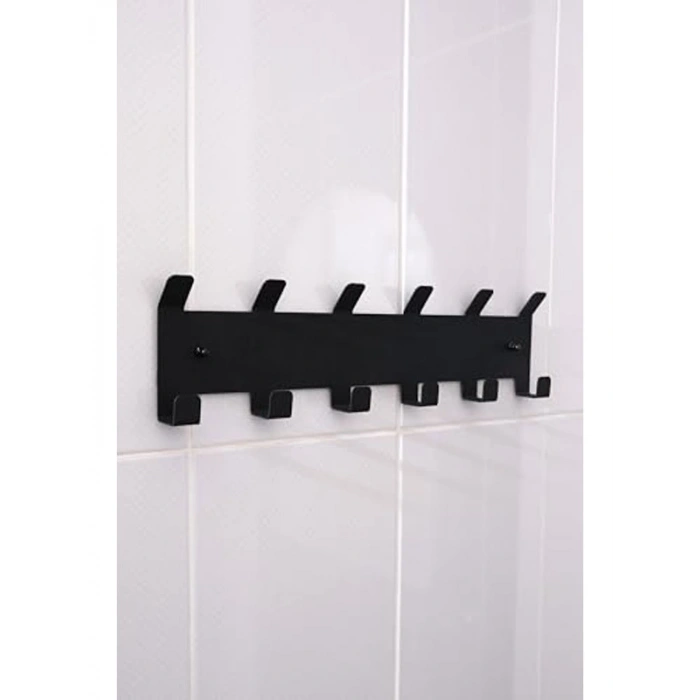 Metal Yapışkanlı Banyo Askılığı, Siyah Amerikan Kapı Arkası
